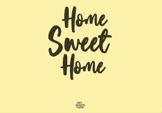 Home-sweet-home - flot pastelgul vandret plakat til stuen