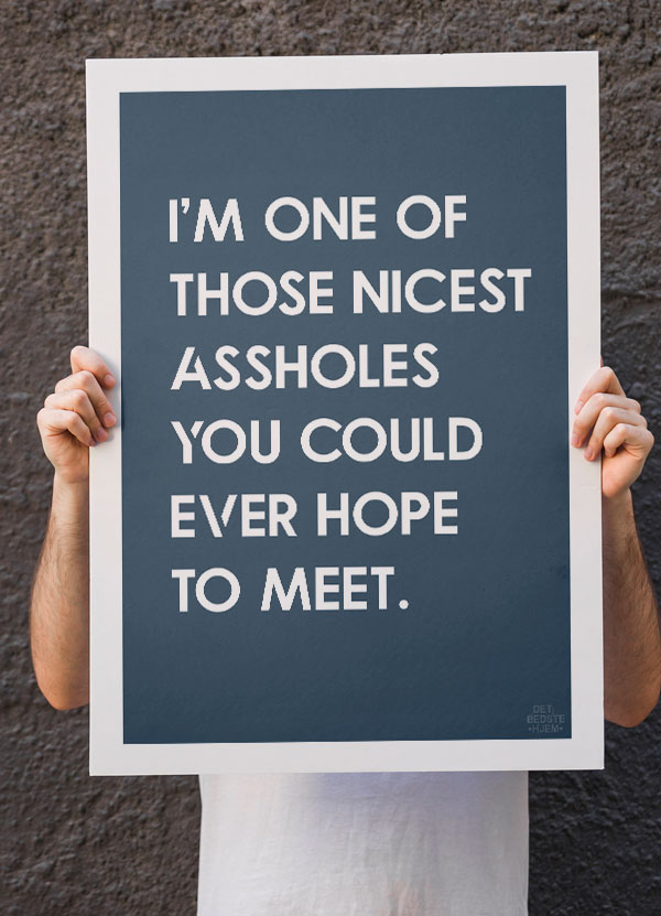 I'm one of the nicest assholes you could ever hope to meet-plakat - detbedstehjem.dk