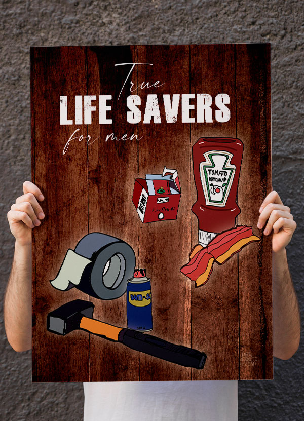 Real life savers-plakat - fanstastiske og produkter redder dagen