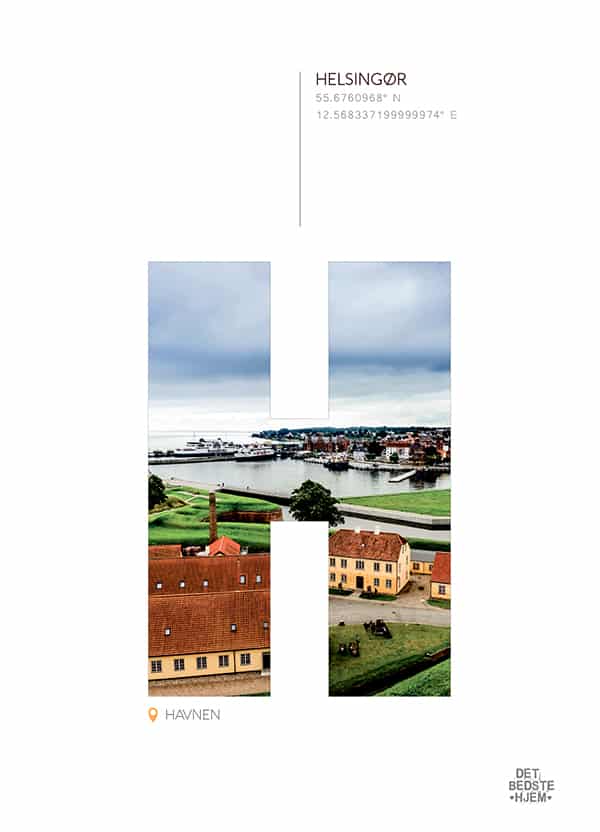 Helsingør havn - flot plakat af en af Danmarks smukkeste byer - detbedstehjem.dk