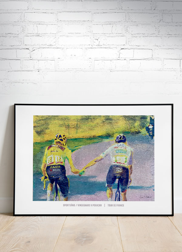 Se Tour de France-plakat - Sportsånd - Vingegaard x Pogacar - 40 x 30 cm - Kr. 219,- hos Detbedstehjem.dk