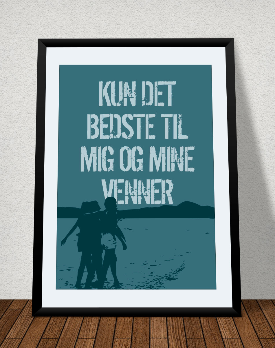 Kun det bedste til mig og mine venner - plakat - petroleum - Download PDF og print selv i mange formater kr. 299