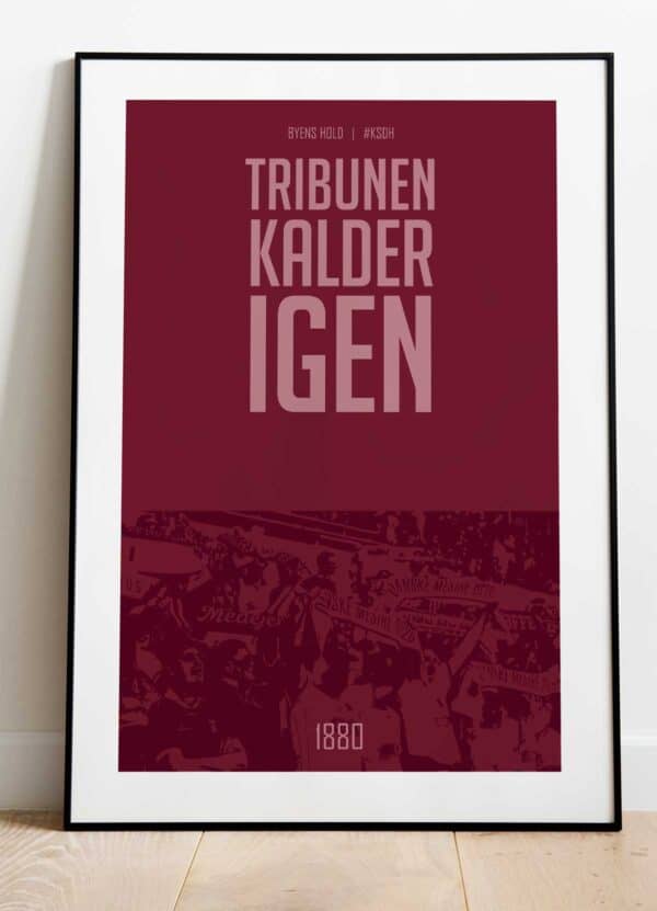 AGF-plakat i Ceres-rød med fansangen Tribunen kalder igen